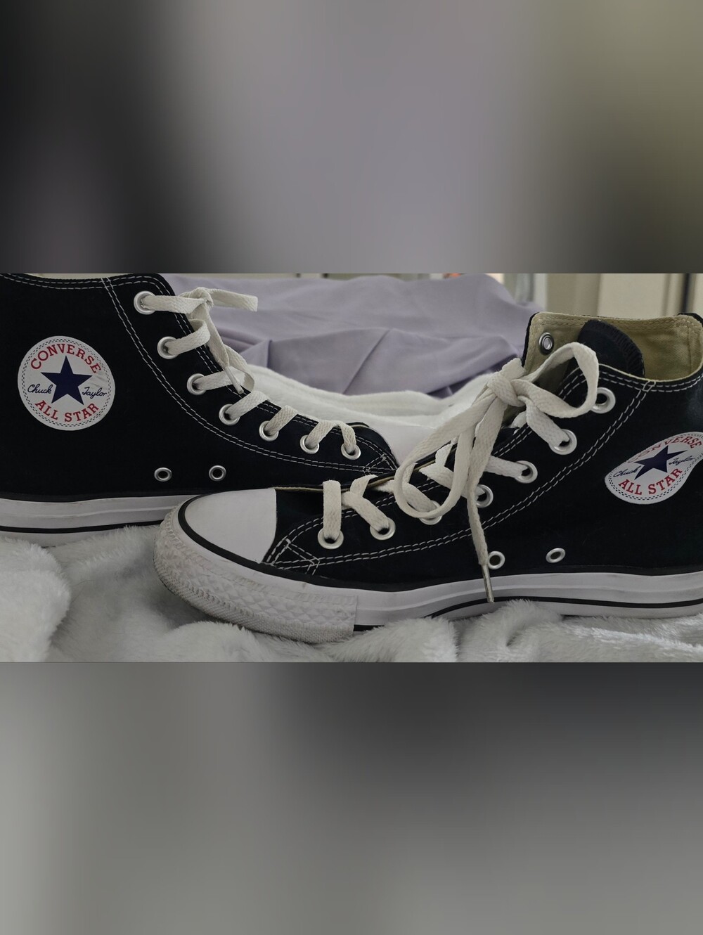 Converse Classic Black Canvas Unisex Sneakers with White Trim